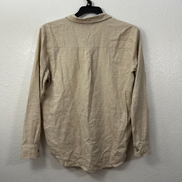 Forever 21 Linen Blend Button Up Shirt Relaxed Fit Resort Collection Beach - Picture 5 of 8